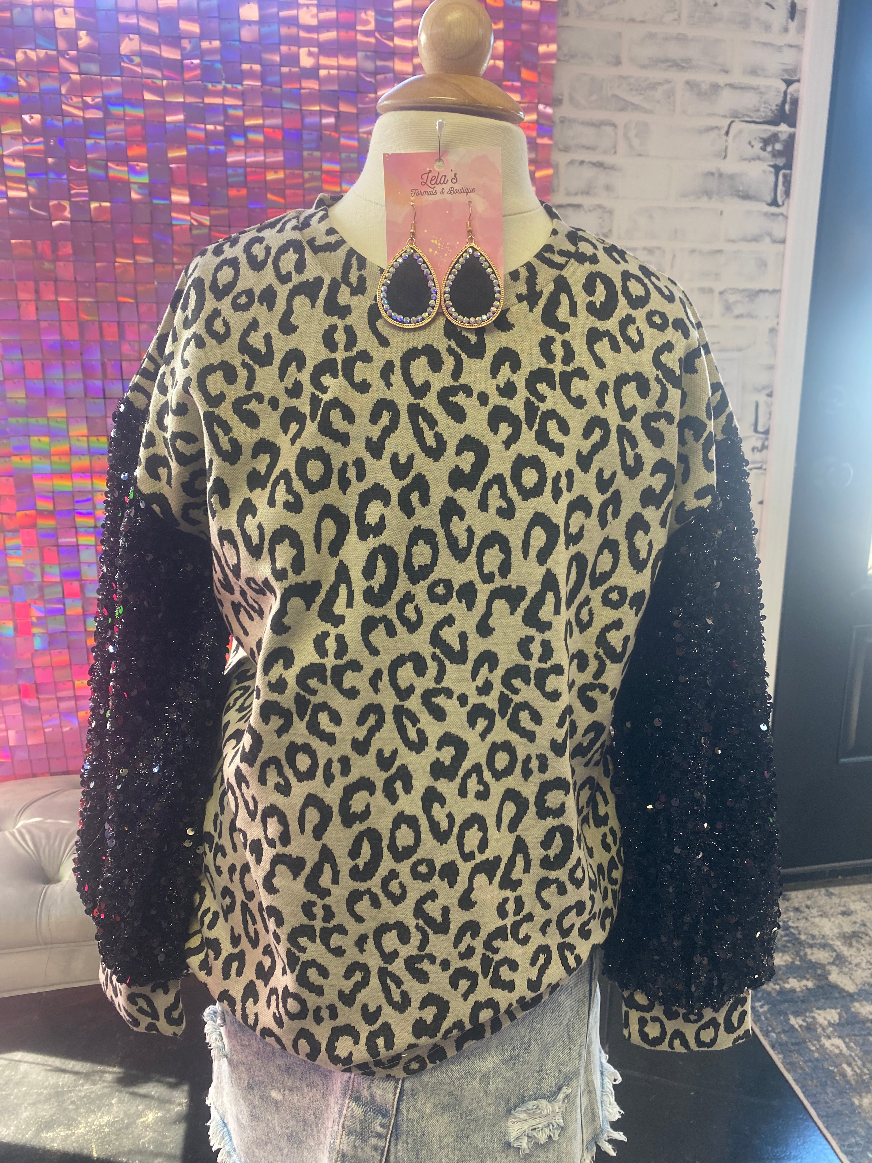 Leopard Sequin Sweater