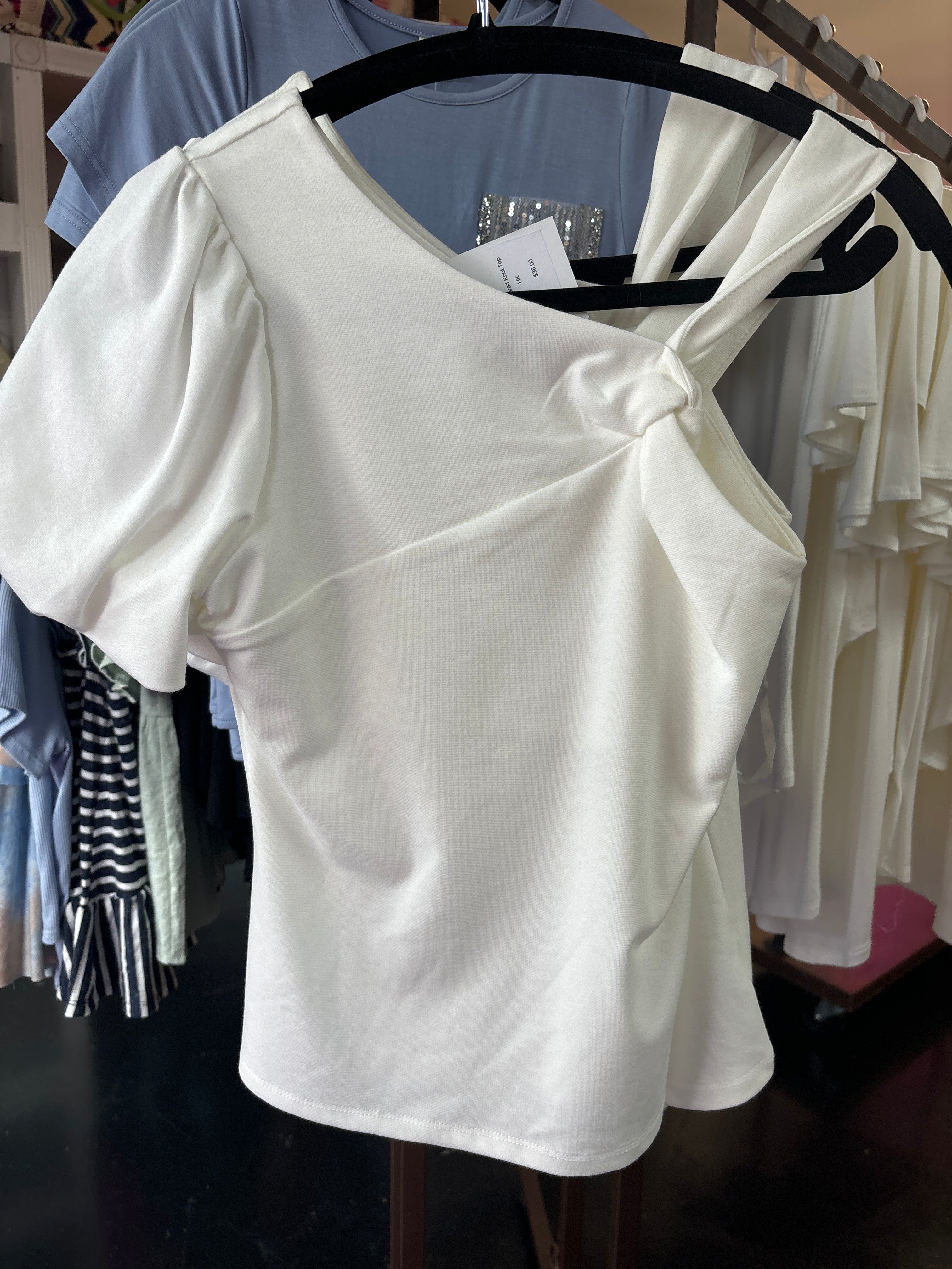 One Shoulder White Top