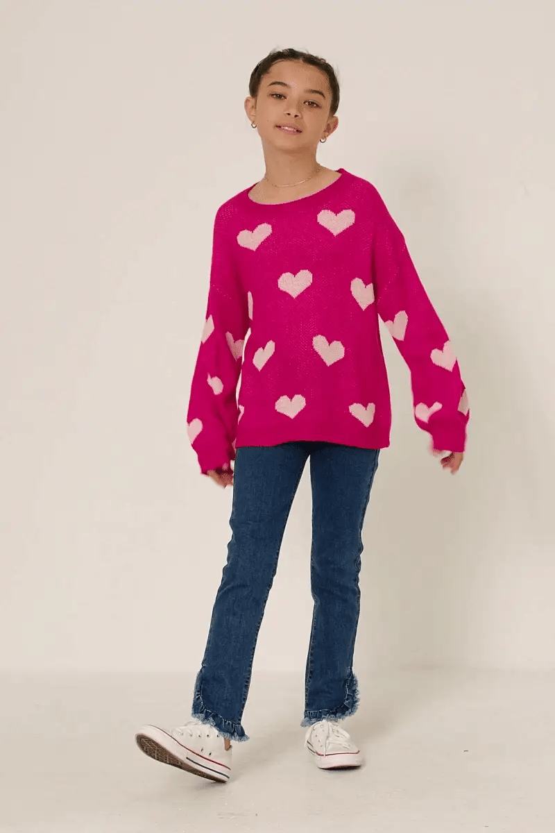 Fuchsia Heart Sweater