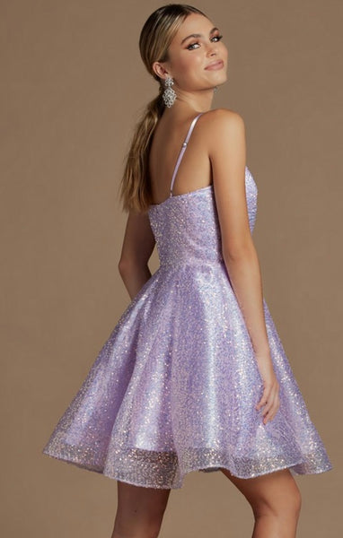 Lilac Sequin Short Homecoming – Lela's Formals and Boutique