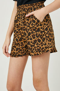 Ruffle Leopard Print Shorts