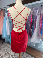 Load image into Gallery viewer, Red Fitted Lace and Sequin Homecoming
